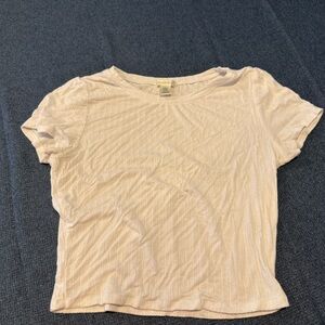 Bozzolo Cream Fitted Ribbed Short Sleeve Tee